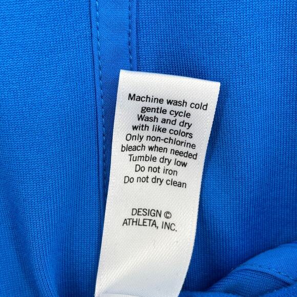 Athleta Sweatshirt Size M Blue Hooded Fleece Lined Hoodie Thumbholes Mock Neck - Picture 12 of 12